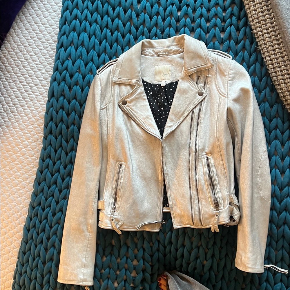 Joie Silver Leather Jacket- SZ Small